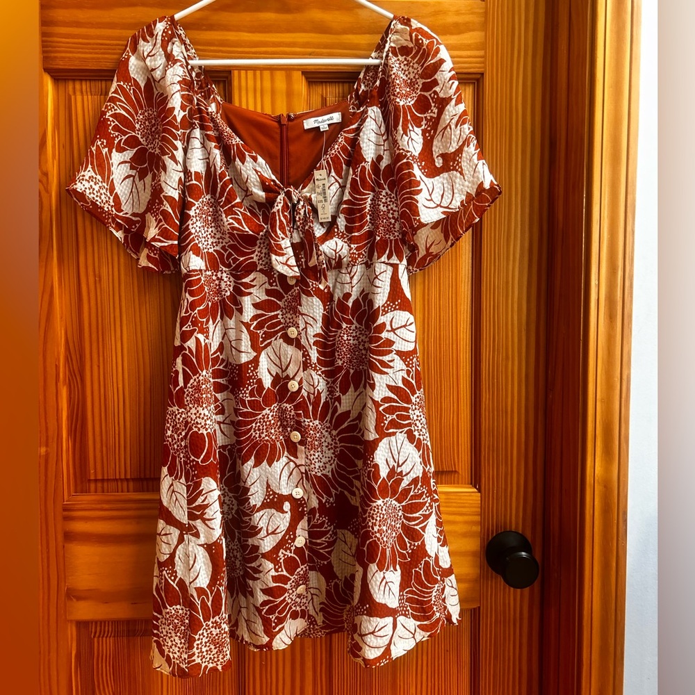Madewell Rust and White Floral Dress